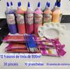 Conjunto Especial de Tintas para Bonecas de Gesso, Paleta de Tintas Acrílicas Gouache, Pincel, Pincel Chato, Pintura e Coloração Aquarela
