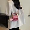 Bolsa de Mão Elegante de Lã Estilo Chanel Feminina 2025 Início da Primavera Nova Bolsa Transversal com Corrente de Nicho Bolsa Caixa Estilosa