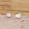 Brincos de Aço Inoxidável Brilhante com Pés e Mãos Pequenas Assimetricos Joias Desenho Animado Fofos Pegadas da Mão Brincos