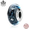 Aifule diy pulseira de contas acessórios charme piscando contas de vidro rosqueado S925 prata esterlina contas de vidro corda decoração