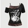 Ins Transfronteiriço Tendência Europeia e Americana Transfronteiriça Verão Nova Moda Estampa Gótica Terno de Camiseta de Manga Curta Feminina Atacado