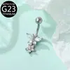 F136 Anillo para Ombligo Transfronterizo Europeo y Americano Flor de Mariposa Incrustado Zirconia Anillo para Ombligo Joyería para Piercing G23 Venta al por Mayor