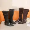 2026 Nuevo Estilo Botas Largas de Cuero Suave Plisado Punta Fina Tacón de Cuña para Mujer Retro Cierre Trasero Botas Altas Adelgazantes Commute Temperamento