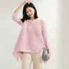 Foto Real de Top Holgado Adelgazante de Corte A con Plisados Issey Miyake 2026 para Mujer, Camiseta de Diseñador de Nicho con Borlas, Manga Larga, Estilo de Longitud Media