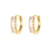 Pendientes Cuadrados de Diamante Chapados en Oro de 18K sobre Plata de Ley S925, Estilo Lujo Ligero, Estilo Commuter de Gama Alta, Pendientes de Clip de Diamantes en Fila, Clavos de Oreja de Plata para Mujer