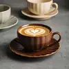 Tazas creativas estilo japonés para latte art transfronterizas, juego de tazas de café de cerámica estilo nórdico, tazas vintage, tazas de té y platillos para uso doméstico
