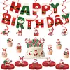 Navidad Dibujos Animados Cumpleaños Banderín de Tirar Feliz Papá Noel Fiesta Banner de Letras Adorno para Pastel Decoración
