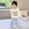 Pijama infantil de fleece coral, nova coleção de inverno, quente e espesso para outono e inverno, com estampas fofas de desenhos animados