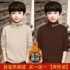 Y2082# Ropa interior térmica para niños, camiseta base de terciopelo, otoño e invierno, estilo extranjero, chaqueta térmica para niños, manga larga, cuello semi-alto, moda