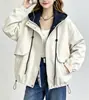 Moda Otoño 2026 Versátil Chaqueta con Capucha y Cremallera para Mujer, Corte Holgado, Adelgazante, Gabardina Casual Elegante para Mujer
