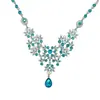 Colar de Noiva Retro Francês, Colar Exagerado Azul Gota d'Água Retro de Alta Qualidade, Brincos, Acessórios para Vestido de Noite
