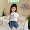 Conjunto de Verano para Niñas 2026 Nuevo Estilo Moda de Verano para Bebés Casual de Moda Mangas Cortas Pantalones Cortos Conjunto de Dos Piezas Ropa Trendy para Niñas