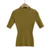 3809-25 Primavera Nuevo Retro Francés Elegante Casual Cintura Elástica Ajustado Cuello Alto Pequeño Manga Media Suéter Tejido