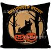 Funda de almohada de Halloween transfronteriza 2024, nueva, con diseño de gato negro y murciélago, estilo granja, para sala de estar, sofá, venta directa de fábrica.