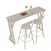 Mesa Alta Cor Creme para Uso Doméstico, Divisória de Parede, Mesa Casual Minimalista de Pernas Altas para Apartamento Pequeno, Mesa Alta e Cadeiras Brancas Puras para Sala de Jantar