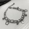 Estilo ins japonés-coreano Acero Inoxidable Hueco Cuenta de Flor Pulsera de Hada de Doble Capa Pulsera Simple Personalizada Pulsera Diaria