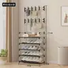 El más vendido del Sudeste Asiático Estante de Almacenamiento Multifuncional para el Hogar, Zapatero y Sombrerero Integrado, Estante de Almacenamiento de Pie, Perchero para Ropa de Dormitorio