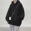 Sudadera de Color Puro Estilo Japonés Hombre Talla Grande Holgada Casual Deportiva Sudadera con Capucha Tendencia Estilo Coreano Chaqueta Atractiva Otoño