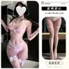Conjunto sexy de lencería de tres piezas para coquetear, atuendo seductor popular, tentación de encaje, deseo puro, uniforme sin quitar para mujeres