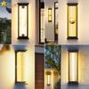 Lámpara de pared para exteriores, impermeable, solar, para patio, exterior, columna de pared, tira larga, estilo chino, nueva lámpara de entrada, villa, balcón