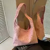 Bolsa de Veludo Casual Estilo Coreano de Grande Capacidade Bolsa de Mão Feminina 2026 Nova Estampa de Estrela Bolsa de Ombro Único