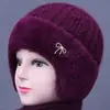Novos Chapéus de Inverno para Mulheres de Meia-Idade e Idosas, Chapéu de Lã Quente com Pelúcia para Avós e Senhoras Idosas, Chapéu de Tricô Antifrio para Mães