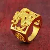 Anillo de oro arena de Vietnam boutique anillo de dragón dominante para hombre anillo de dragón hueco chapado en oro cobre puro imitación oro arena de Laos hombres