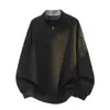 Sudadera de Punto con Cuello Alto a Cuadros Vintage para Hombre, Nueva Colección Otoño 2026, Talla Grande, Holgada, Moderna, Casual, Top de Manga Larga