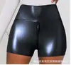 Amazon Wish Transfronterizo Pantalones Cortos de Cuero Europeos y Americanos Ajustados para Mujer Imitación de Cuero PU Mate de Cintura Alta Sexy Pantalones Sexy