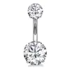 Clavo de Ombligo de Titanio F136 Diente Interno Doble Cabeza Cuatro Garras Zircón Redondo 5A Cuerpo de Aleación de Titanio G23 Joyería para Piercing Anillo de Ombligo