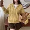 Cardigan Feminino Loose de Tricô Torcido com Gola Reversível e Zíper, Casaco Suéter Curto Casual, Novo Estilo Outono/Inverno 2026