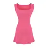 Estilo puramente seductor, vestido tipo tank sin espalda con corte en la cintura, nuevo modelo de verano, cuello cuadrado, sin mangas, entallado a la cintura, corte ajustado, vestido corto sexy para mujer