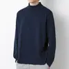 Camiseta de Color Sólido de Manga Larga para Hombre Cuello Semi-alto Camisa Base Otoño e Invierno Cuello Medio Ropa de Otoño Manga Larga Nueva Base Ropa de Otoño