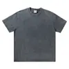 Camiseta Pesada 300g Lavada e Estonada com Logo e Imagem Estampados Personalizados Estilo Street Retrô Europeu e Americano Camiseta Solta de Manga Curta