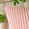 Funda de Cojín de Sofá de Felpa de Invierno de Color Sólido con Rayas Simples de Pana para Amazon Transfronterizo Funda de Cojín para Sala de Estar del Hogar