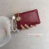 Nova Carteira Pequena de Couro Encerado Vermelho Retrô Feminina Curta com Zíper Porta-Moedas Porta-Cartões Simples Bolsa de Mão para Carteira de Motorista