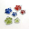 Fornecimento Pronto do Fabricante Tag de Liga para Animais de Estimação 10 Cores Rosa Choque Patinha de Cachorro Pequeno Pingente Placa de Identificação para Cães 17*18mm