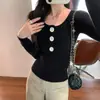 Suéter tejido gris de manga larga entallado a la cintura para mujer, nuevo estilo invierno 2026, diseño elegante y único