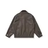 Ropa Vintage 2025 Otoño Nuevo Retro Americano Bloque de Color Cuello Solapa Bolsillo Grande Estilo Granero Holgada Chaqueta de Piel Sintética