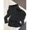 Pijama casual a rayas de manga larga estilo coreano para mujer, adecuado para salidas de verano, conjunto de shorts holgados talla extra para casa para mujer