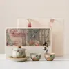 Gaiwan Azul y Blanco Vintage Rojo Firestone Tres Talentos Set de Té Kung Fu Regalo de Negocios de Alta Gama Personalizable con Logo