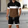 Comércio Exterior Aliexpress Temu Moda Masculina Casual Camiseta Polo de Manga Curta Estampa 3D Conjunto de Roupas e Calças