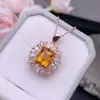 Colgante de Cristal Amarillo Puro Natural Enviado, Atrae Fuerte Fortuna Plata 925 Artesanía Fina Piedra Principal Incrustada 7*9mm