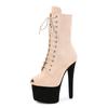 17cm AliExpress novo camurça salto agulha sapatos de pole dance zíper lateral sola grossa bico redondo botas curtas estilo europeu e americano botas de cavaleiro