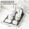 BNBS Bandeja de drenagem para lavatório de banheiro Caixa organizadora de bancada de plástico Copo para escova de dentes Bandeja de drenagem para sabonete