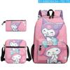 Producto Nuevo 2024 Temporada Escolar Transfronteriza Set de Tres Piezas Kuromi Mochila Bolso Cruzado Estuche para Lápices Mochila Escolar para Estudiantes