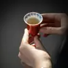 Taza de té de Alumbre Rojo escrita a mano de la Dinastía Tang y Song, Taza de té individual de Cerámica Azul y Blanca con Caligrafía, Taza de té Chibi Fu de Su Dongpo