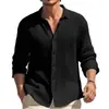 Otoño 2026 Transfronteriza para Hombre Color Sólido Patrón de Gofre Manga Larga Un Botón Moda Casual Camisa Streetwear Cárdigan