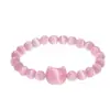 Pulseira de Contas Cabeça de Gato em Pedra Natural, Obsidiana Prateada, Pedra Olho de Tigre, Pedra Olho de Gato Rosa Branco, Pulseira da Sorte, Pulseira Cabeça de Gato em Cristal Rosa