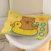 Funda de almohada cepillada de dibujos animados de capibara, individual, para estudiantes, neutral, de dormitorio, 48x74 cm, estampado infantil